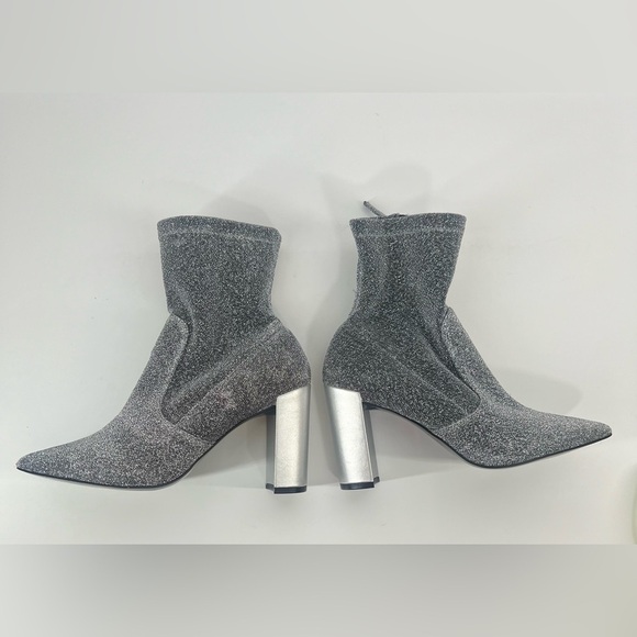 Chinese Laundry Raine Silver Metallic Mid-Calf Sock Boots Sparkly Booties 7.5 - Picture 7 of 9